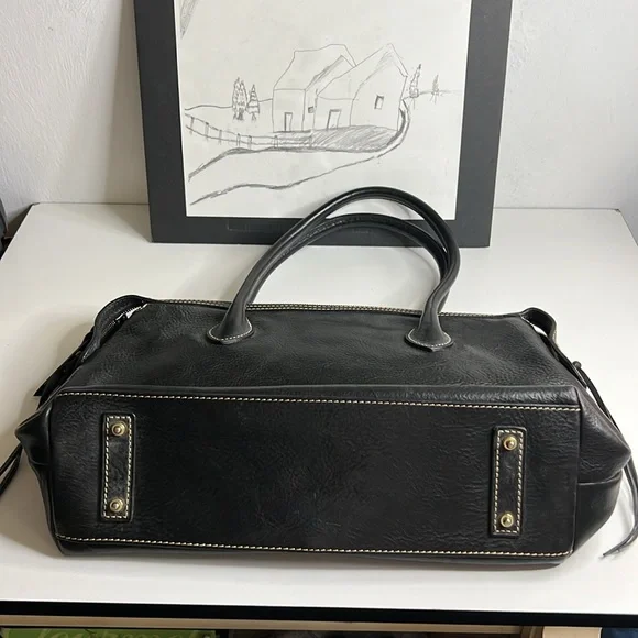 Dooney & Bourke Medium Black Florentine Vacchetta Leather East/West Satchel - Picture 6 of 16